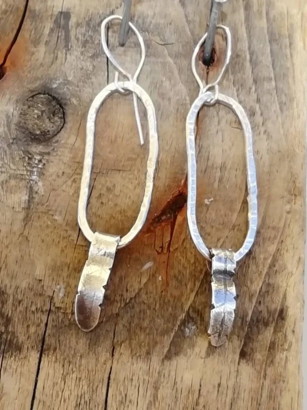 Handmade Silver Drop Hoops