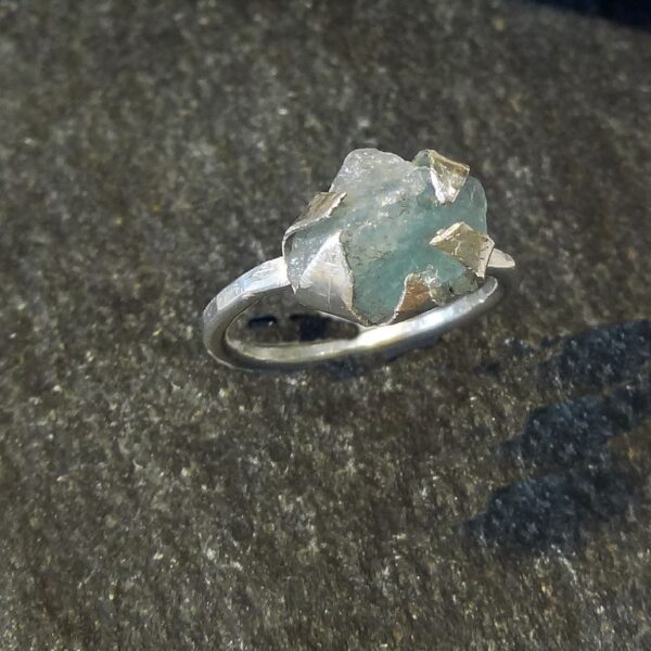 Uncut Diamond Silver Ring