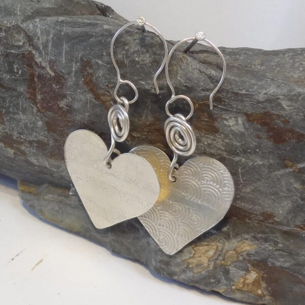 Handmade Silver Heart Earrings